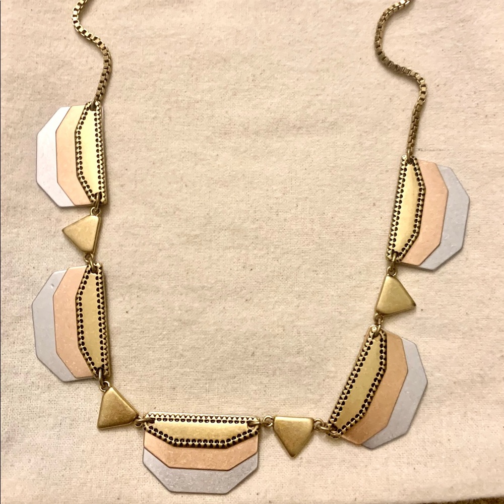 Madewell unique pink, silver, gold geometric necklace